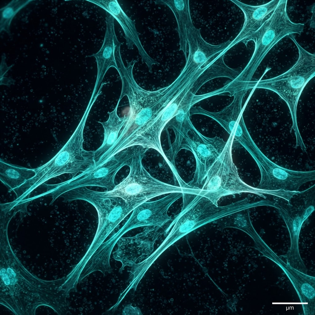 Mesenchymal stem cells visualized under a microscope
